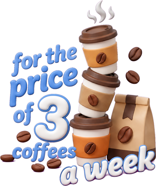 Your website for the price of three coffees a week