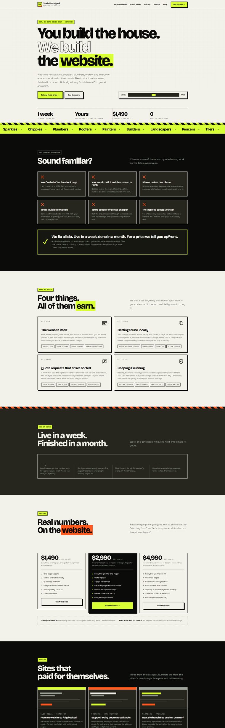 TradeSite Digital website: fixed-price websites for New Zealand trades